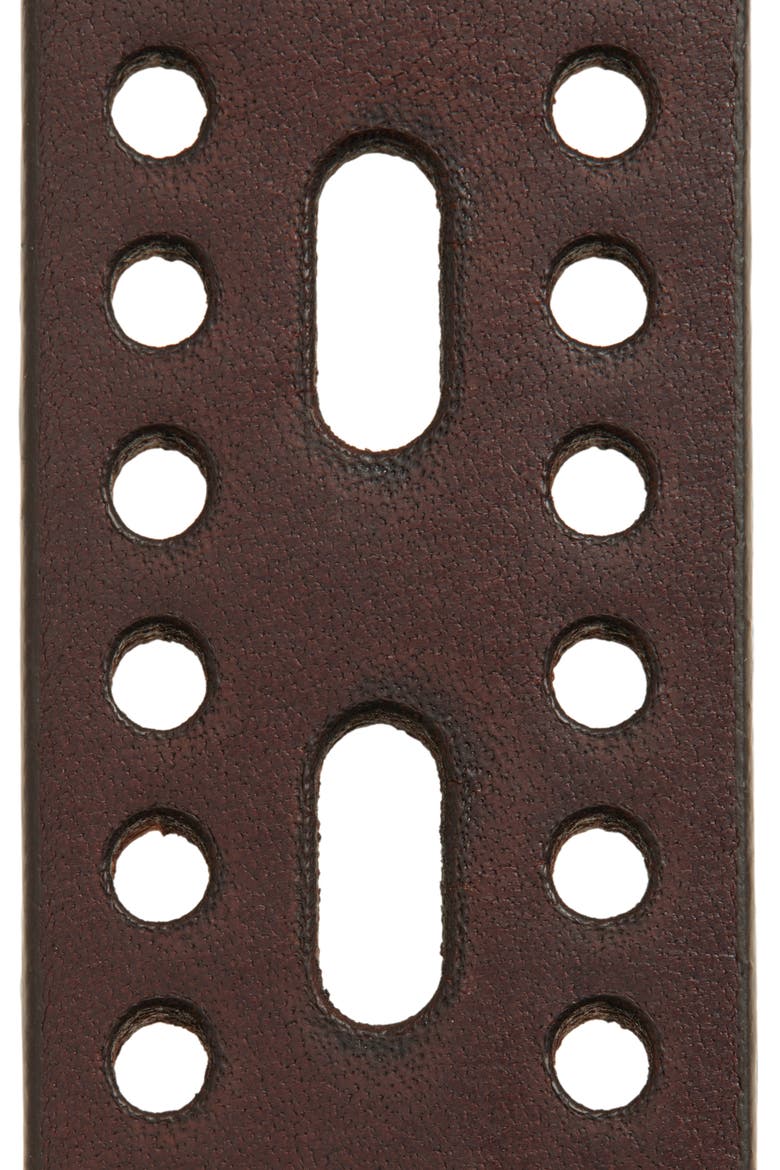 Perforated Leather Belt, Alternate, color, DARK BROWN M0696