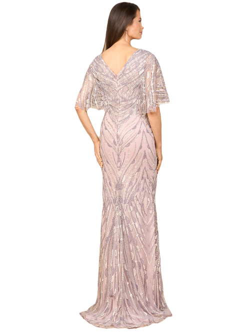 Lara New York Cape Sleeve Mermaid Gown