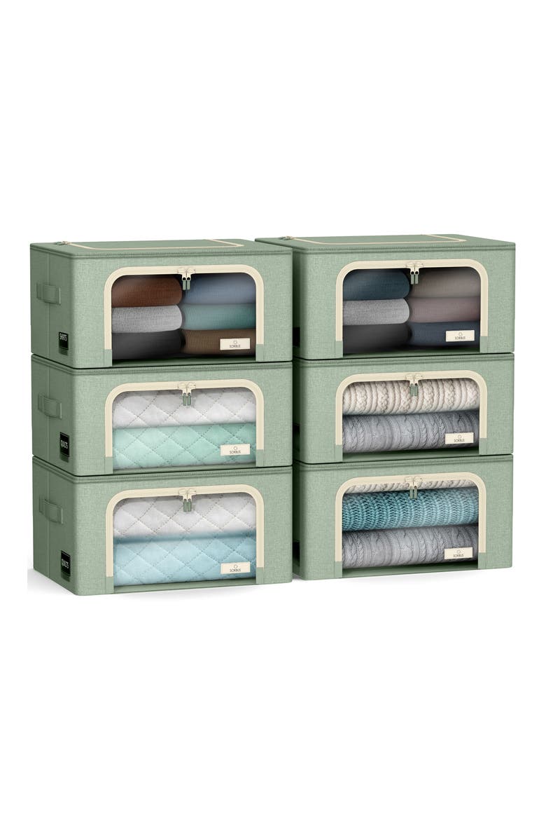 Set of 6 Small Foldable Storage Bins, Alternate, color, TEAL