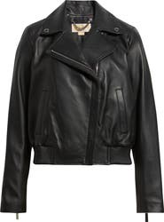 Michael Kors Moto Bomber Leather Jacket