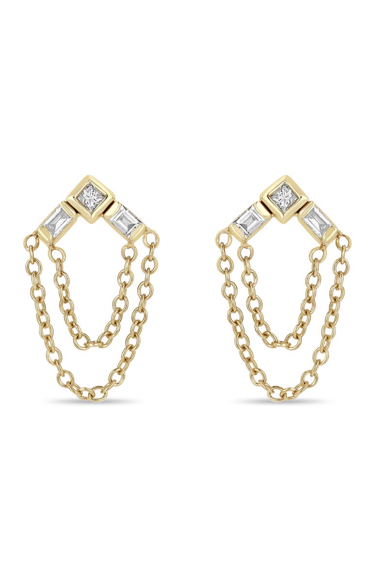 Zoë Chicco Paris 14K Gold & Diamond Chain Drop Earrings, Main, color, 14K Yellow Gold