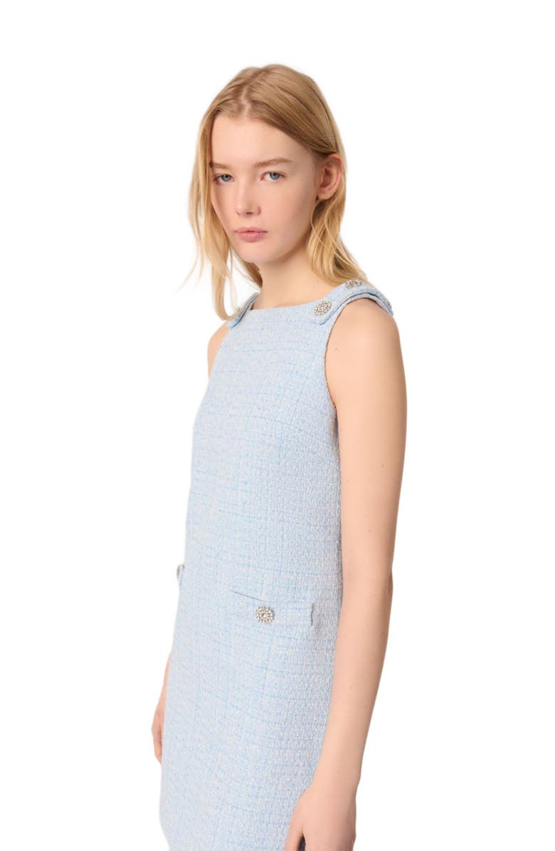 maje Mini tweed dress, Alternate, color, Blue Sky