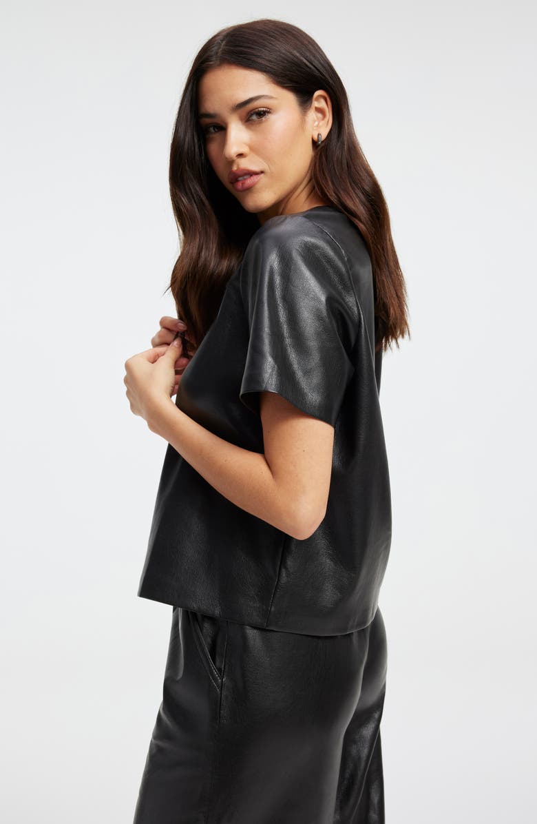 Good American Faux Leather T-Shirt, Alternate, color, 