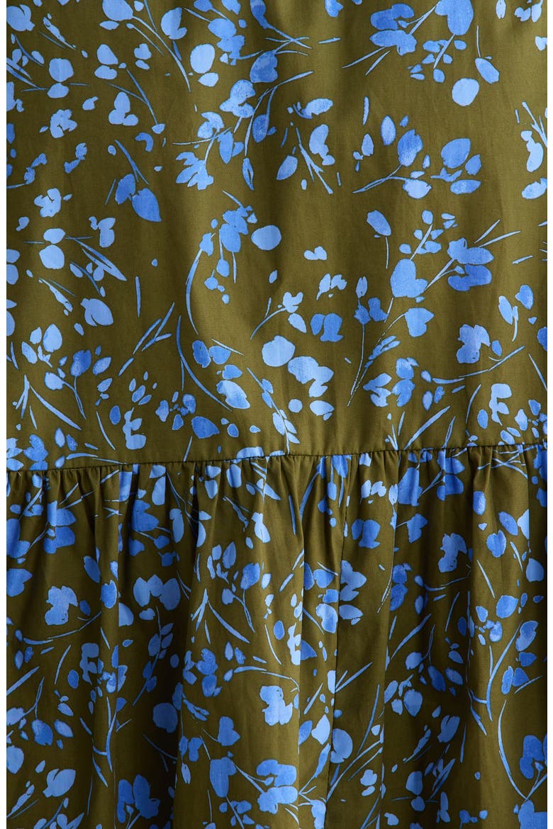 Solvay Floral Wynette Cotton Tiered Midi Shirtdress, Alternate, color, GREEN-BLUE-MULTI