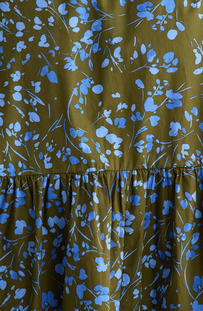 SUGARLIPS Solvay Floral Wynette Cotton Tiered Midi Shirtdress, Alternate, color, Green-Blue-Multi
