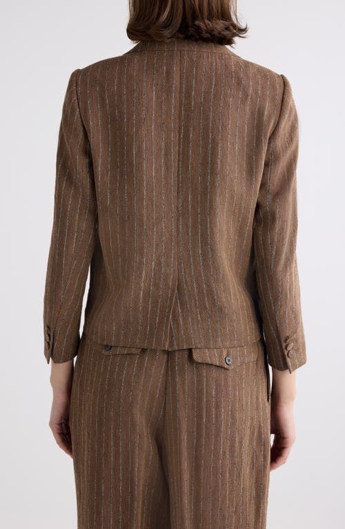 Dries Van Noten Bamis Pinstripe Jacket In Camel