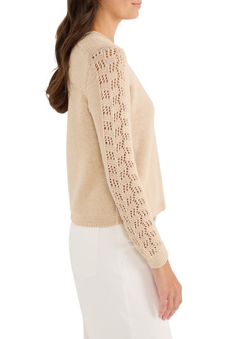 Crochet Sleeve Sweater, Alternate, color, LATTE
