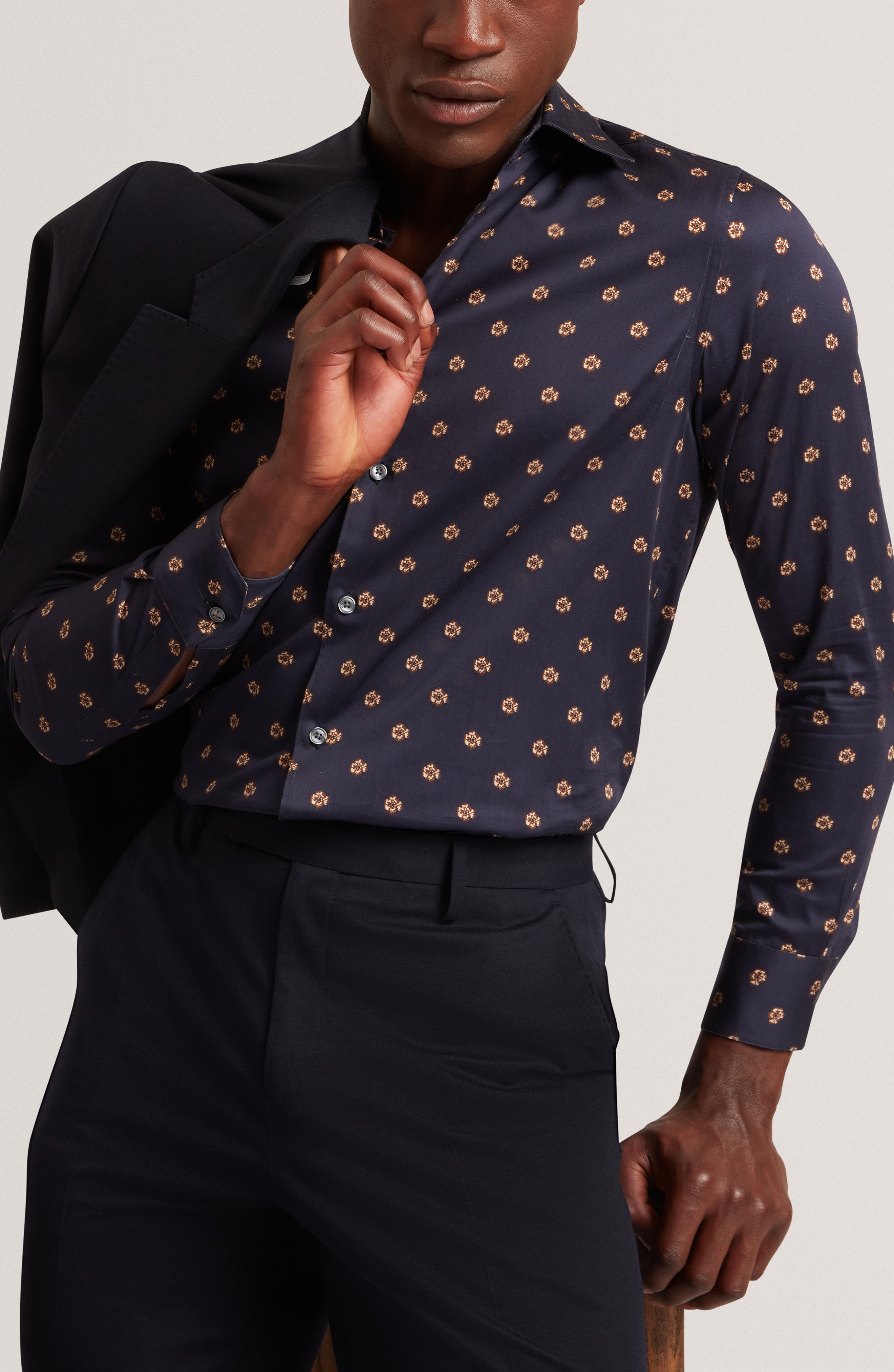 Olufar Print Cotton Button-Up Shirt
