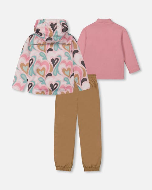 Deux Par Deux Baby Girl's 3-in-1 Mid-season Outerwear Set With Printed Jacket Light Pink And Beige P In Light Pink And Beige