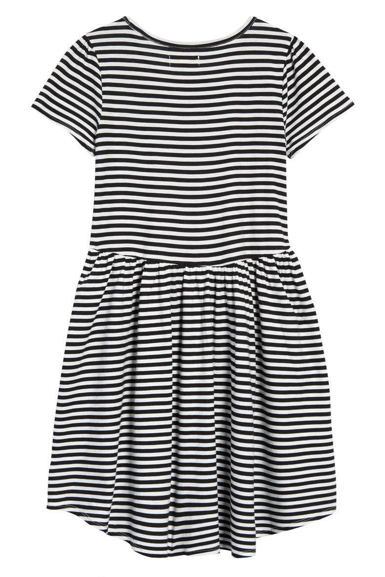 Kids' Printed Dress, Alternate, color, IVORY- BLACK STRIPE