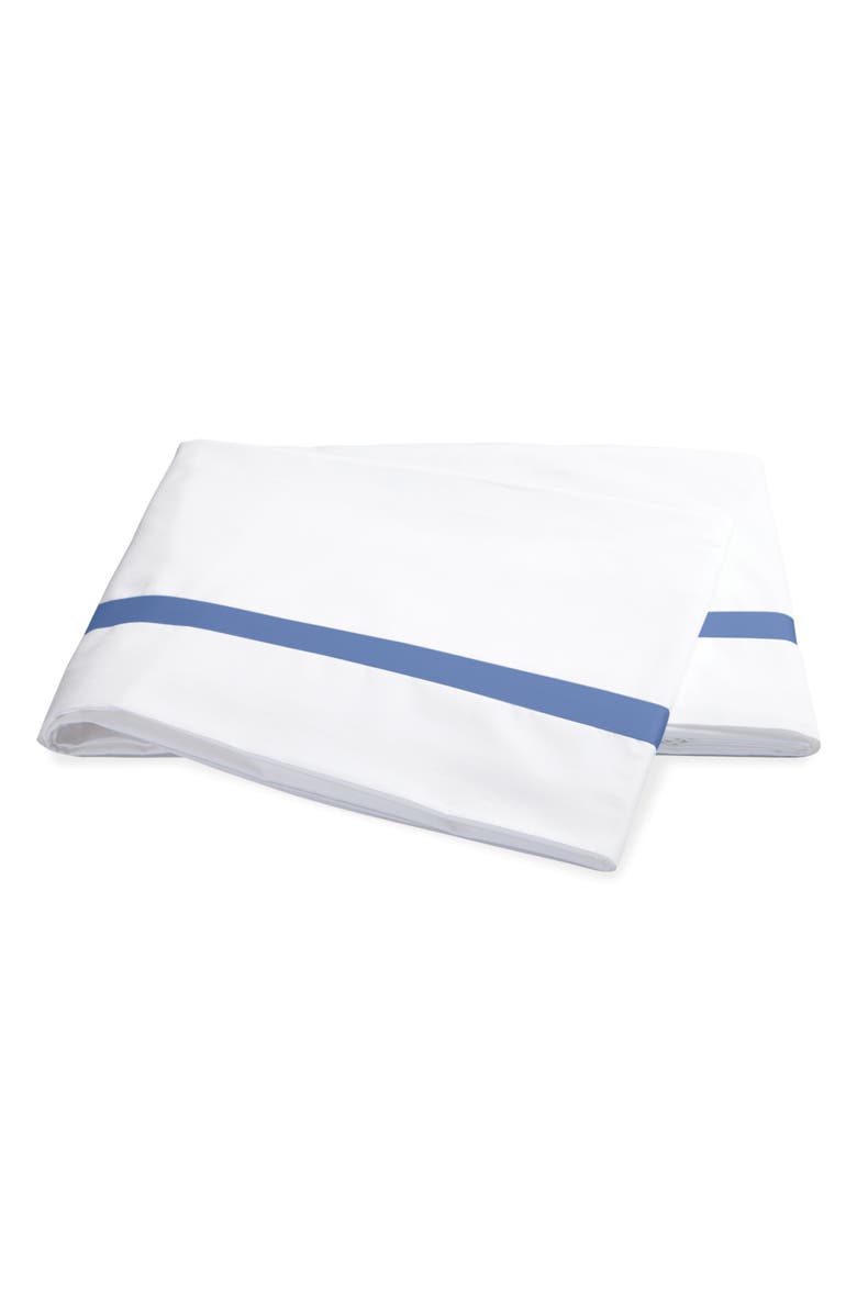 Matouk Lowell 600 Thread Count Flat Sheet, Main, color, Azure