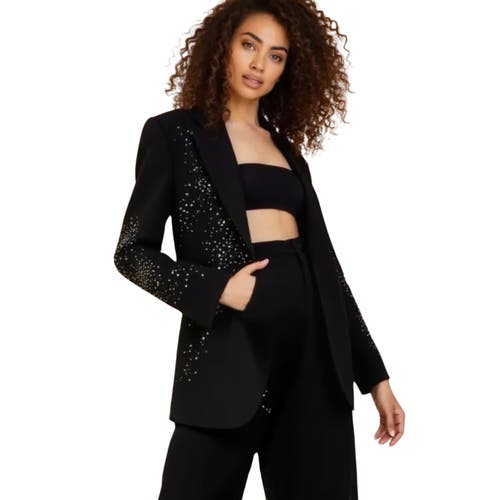 Akalia Cicy Shinning Starry Diamonds Blazer In Black
