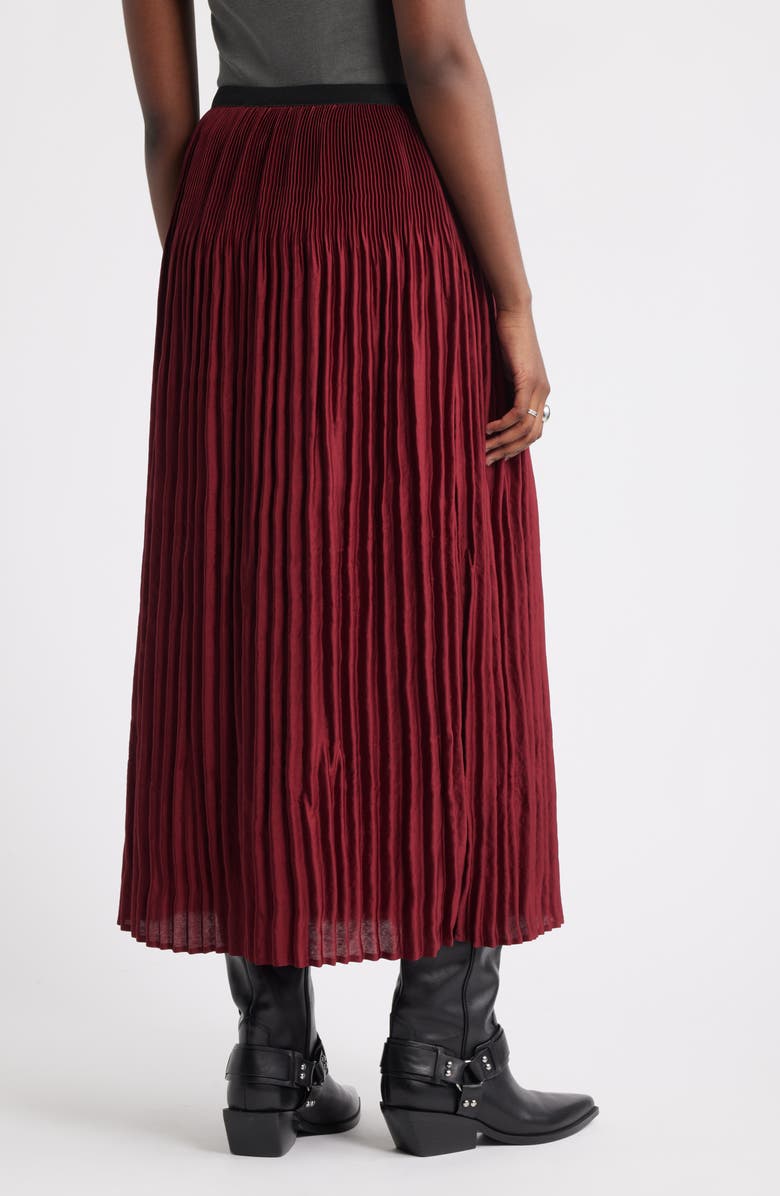 Treasure & Bond Pleated Satin Midi Skirt, Alternate, color, Red Grape