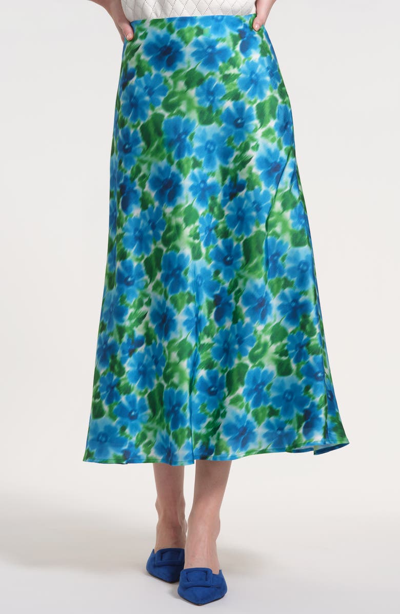 Isaac Mizrahi New York Mia Bias Cut Midi Skirt, Main, color, Green Multi