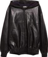 AMIRI Oversize Hooded Lambskin Leather Zip Jacket