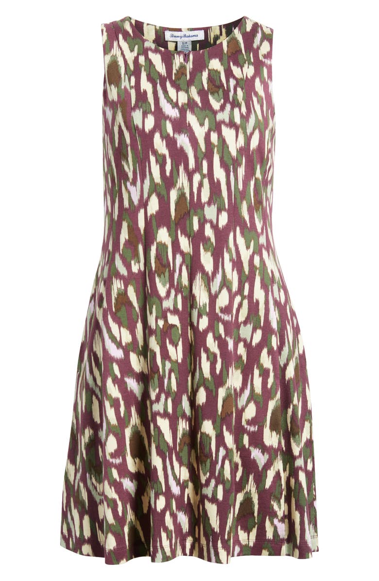 Tommy Bahama Darcy Cheetah Cove Sleeveless Fit & Flare Dress, Alternate, color, Grape Wine