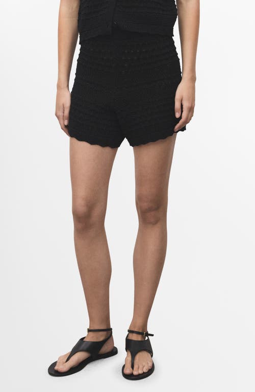 Mango Chunky Knit Shorts In Black