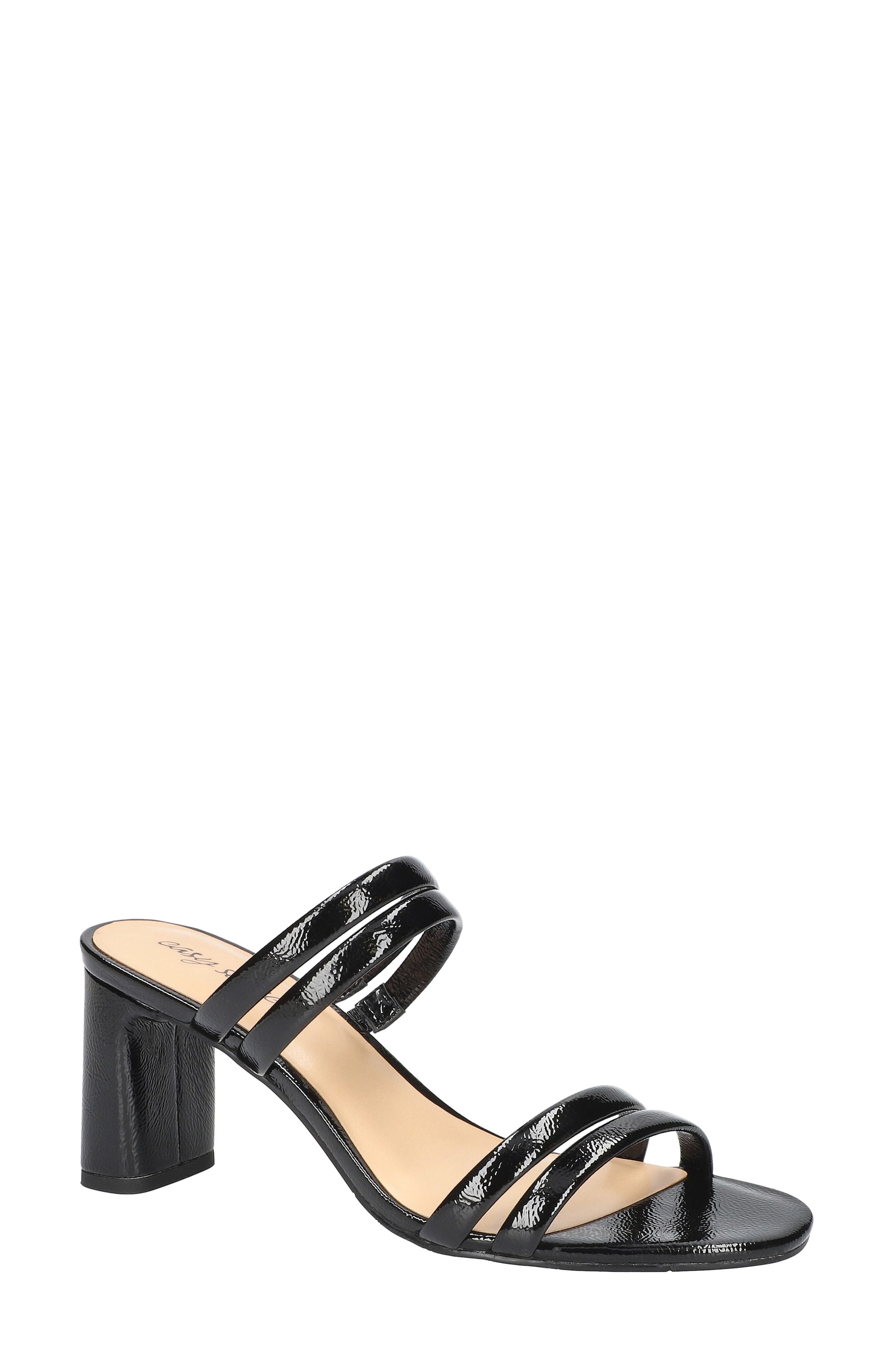 EASY STREET Jemma Slide Sandal, Main, color, Black Crinkled Patent