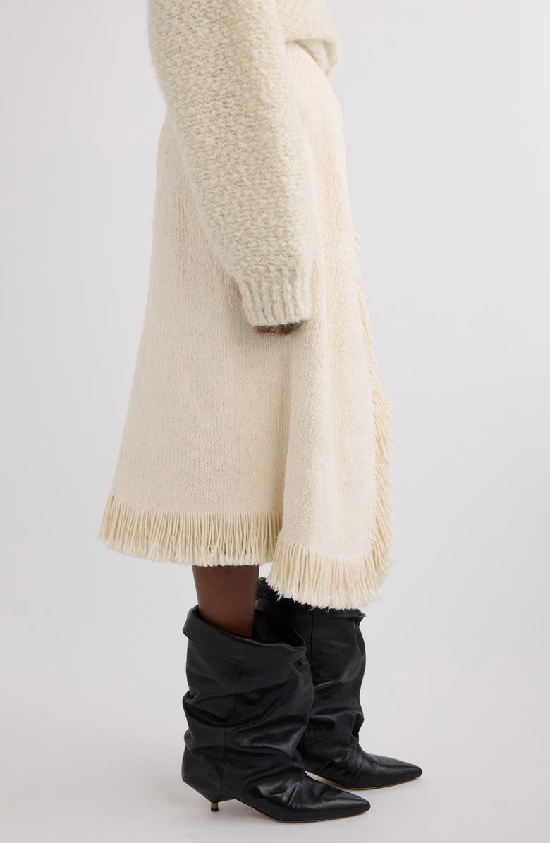 Isabel Marant Galla Fringed Cotton & Linen Wrap Skirt, Alternate, color, Ecru