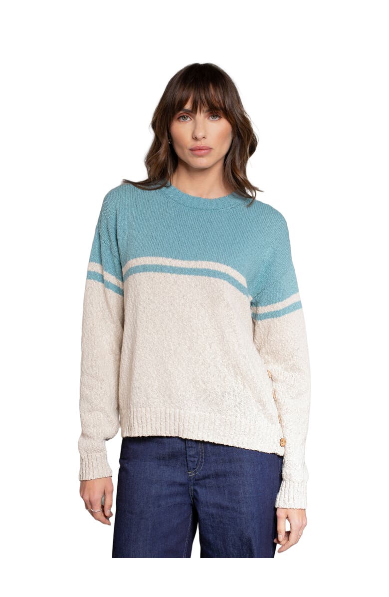 Celtic & Co. Slub Yarn Colourblock Sweater, Main, color, Skylight / Oatmeal