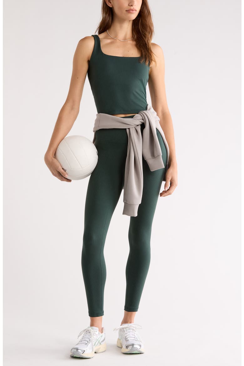 Thrive Rib High Waist 7/8 Leggings, Alternate, color, GREEN TIMBER