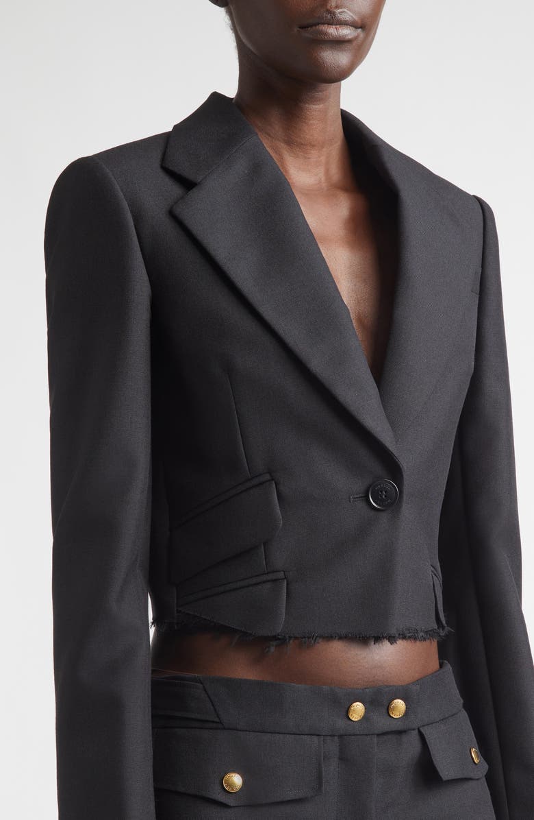 McQueen Pagoda Wool & Mohair Crop Jacket, Alternate, color, Black