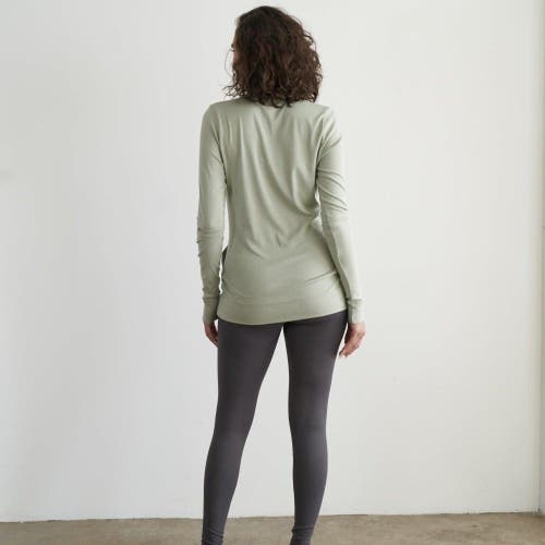 Eavolu Acadia Split-sleeve Long-sleeve Top In Fern