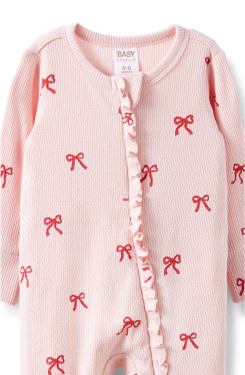Cotton On Kids Organic Pointelle Ruffle Zip All In One, Alternate, color, Soft Musk Bow