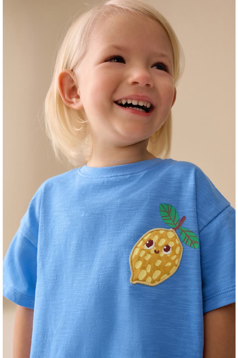 Kids' Lemon Appliqué Tee & Shorts Set, Alternate, color, BLUE