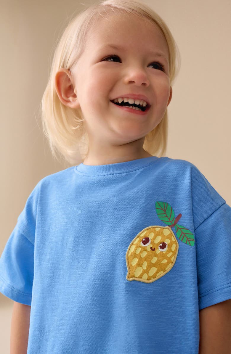 NEXT Kids' Lemon Appliqué Tee & Shorts Set, Alternate, color, Blue