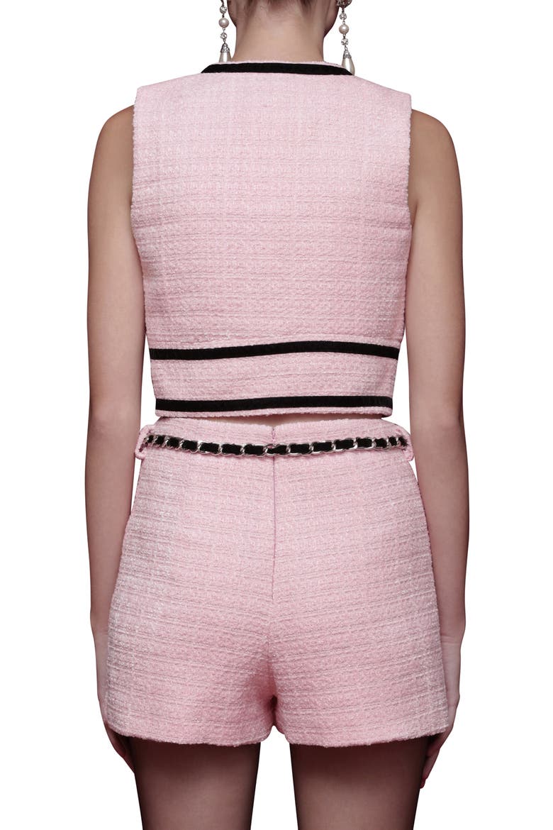 Bow Trim Sleeveless Crop Top, Alternate, color, CANDY PINK