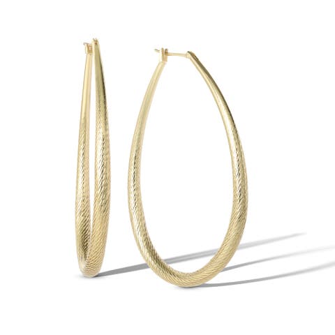 Oval Textured Large Hoop Earrings