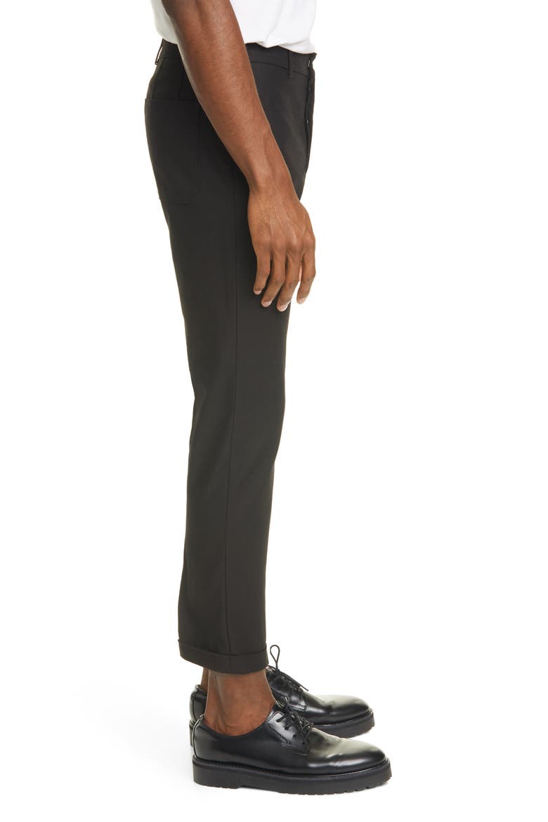 Compact Cotton Twill Crop Trousers, Alternate, color, BLACK