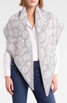 Folk Floral Jacquard Triangle Scarf