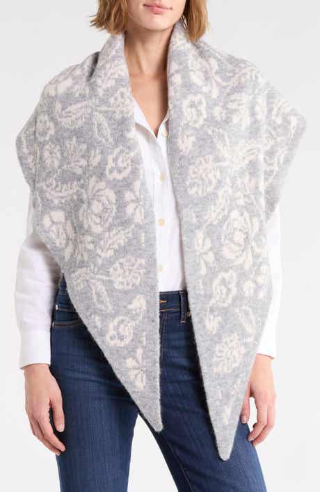 Folk Floral Jacquard Triangle Scarf