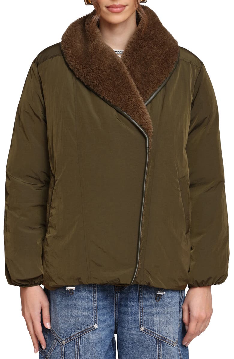 Avec Les Filles Faux Fur Shawl Collar Padded Balloon Jacket, Alternate, color, Olive