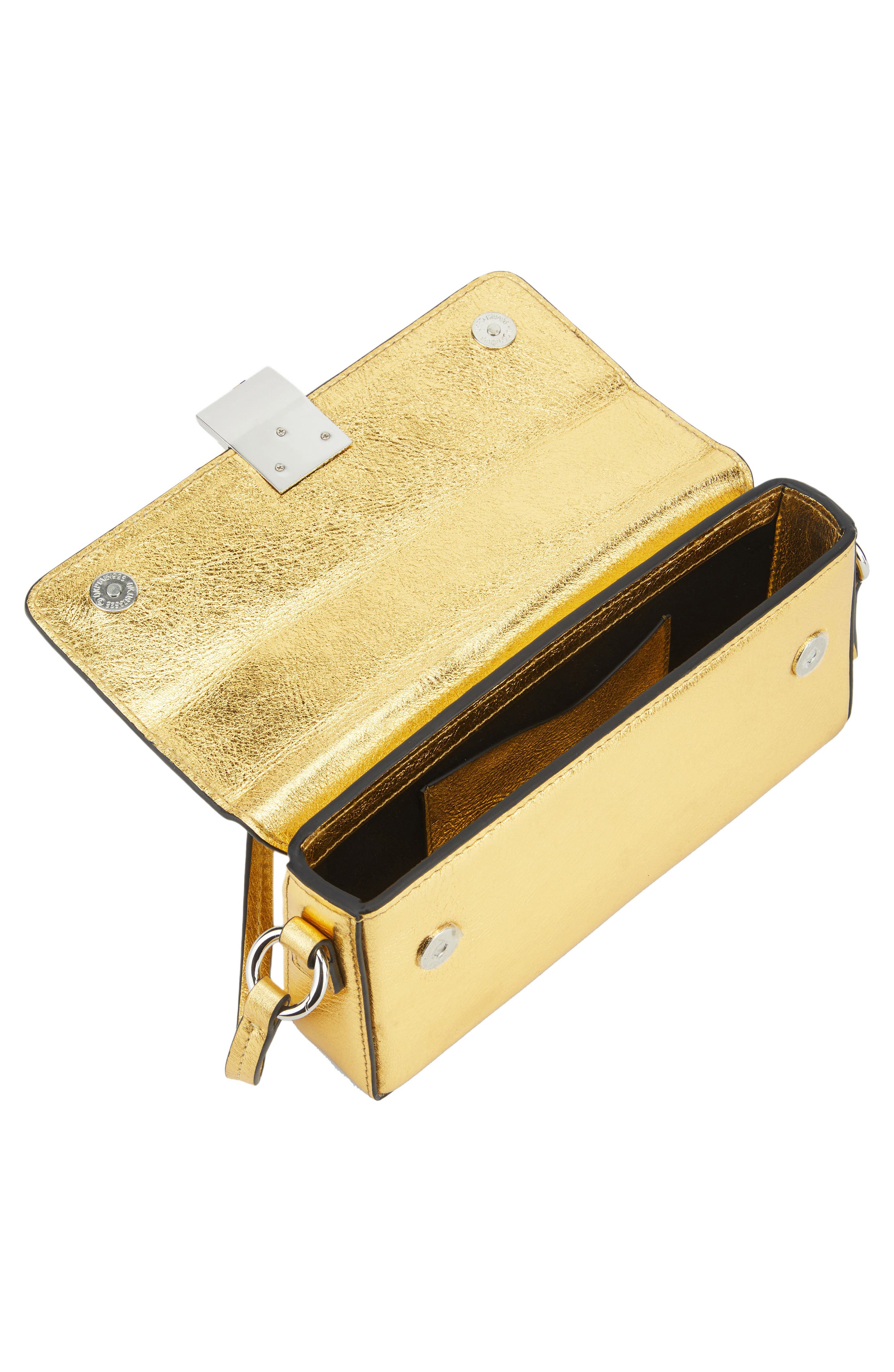 Micro Mary Soft Metallic Leather Crossbody Bag, Alternate, color, GOLD