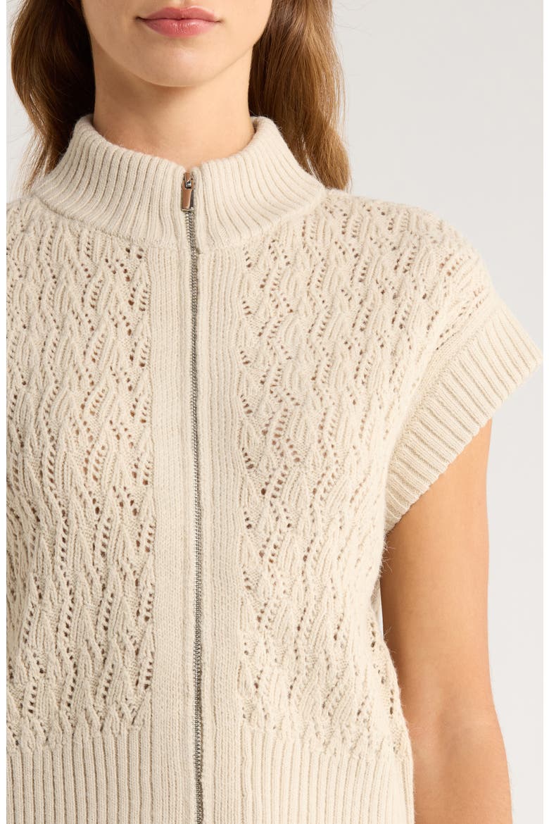 Pointelle Sweater Vest, Alternate, color, SUGAR OAK