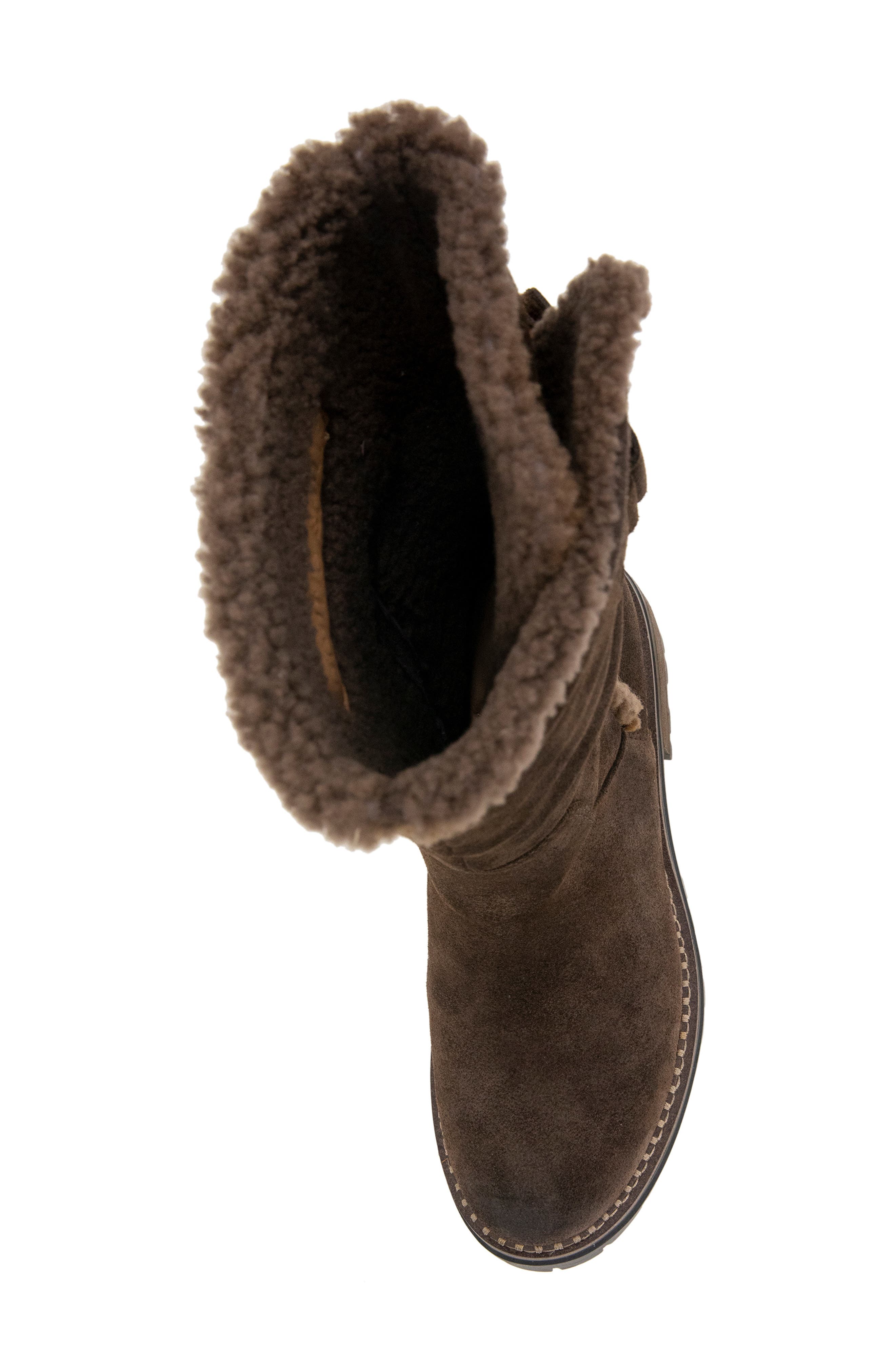 Bradford Faux Shearling Trim Boot, Alternate, color, CHOCOLATE SUEDE