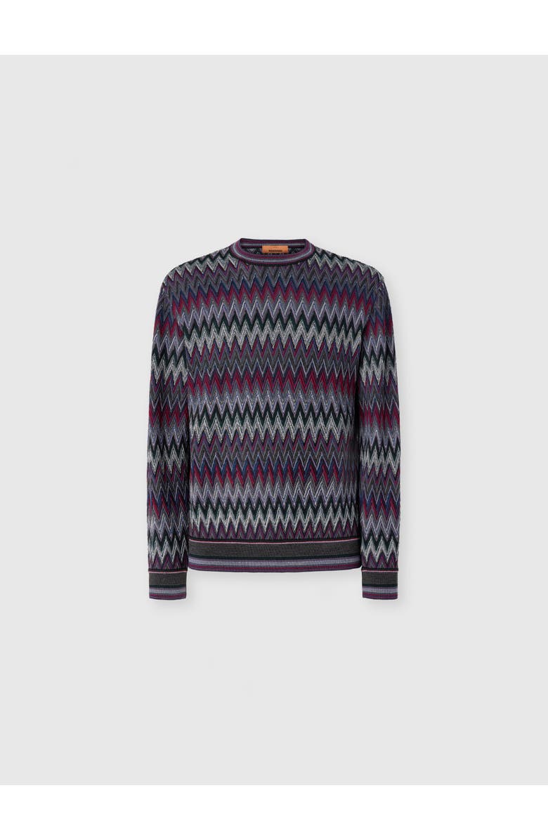 Missoni Crew Neck Sweater With 3d Zigzag Pattern, Main, color, Multicoloured