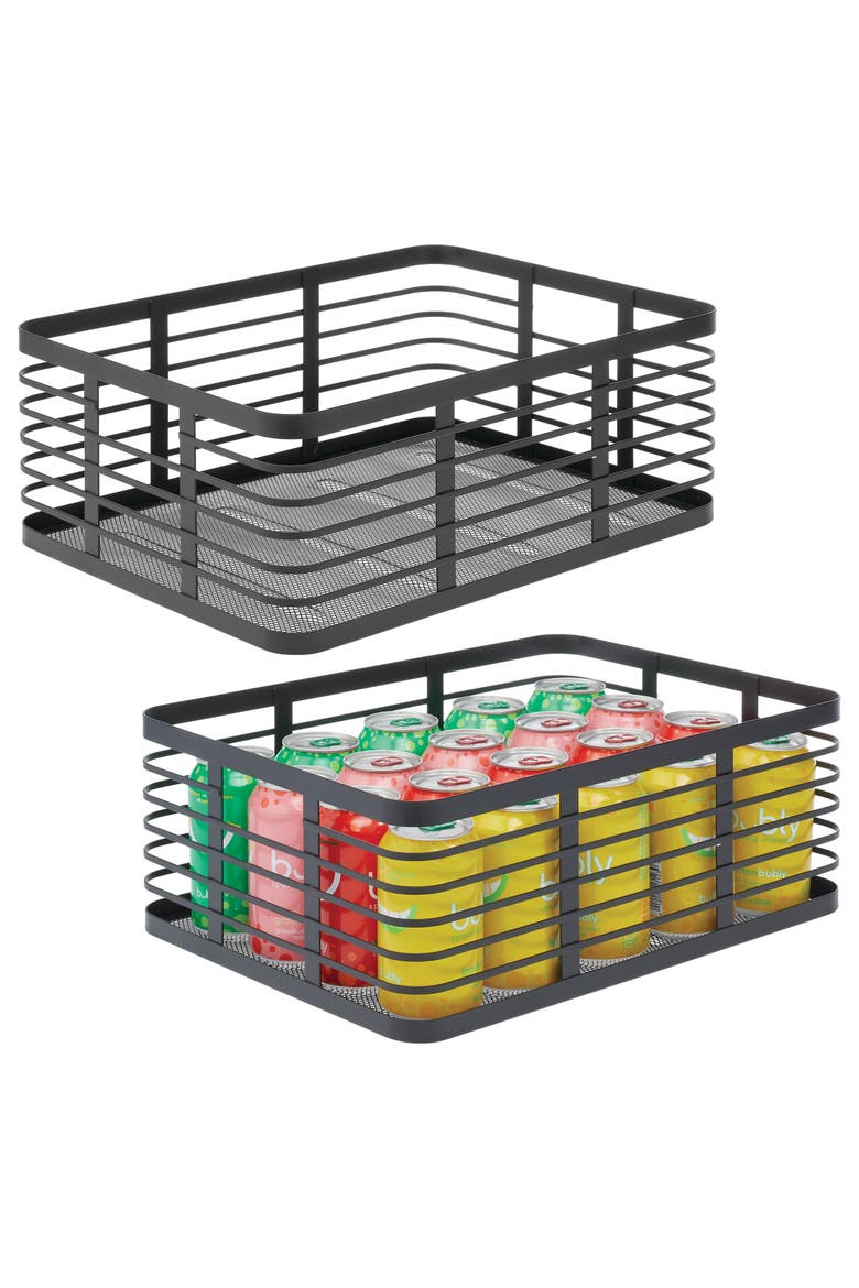 Metal Pantry Basket with Handles - Set of 2 - Matte Black, Alternate, color, Matte Black