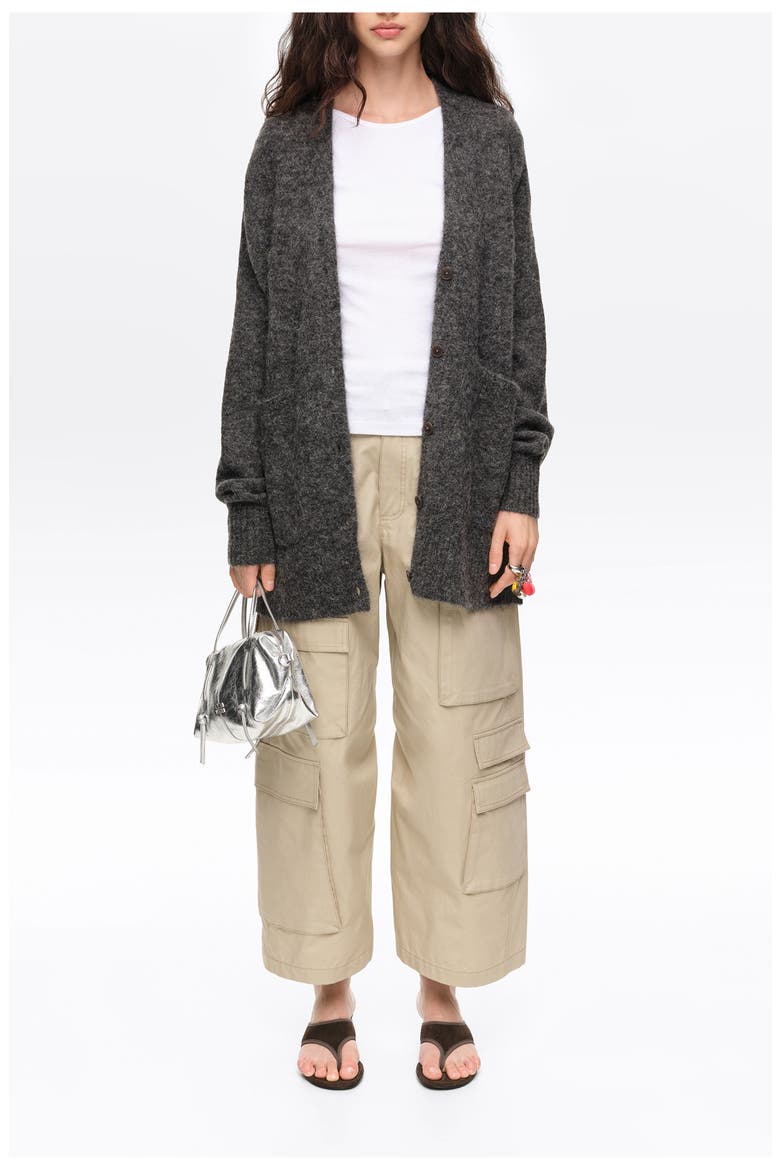 Long Alpaca Blend Cardigan, Alternate, color, DARK GREY MELANGE