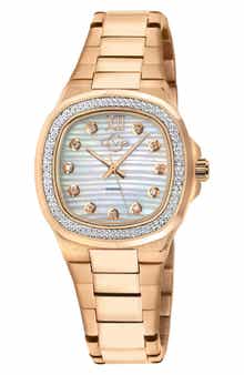 Potente White Mother of Pearl Dial Diamond Bracelet Watch, 33mm - 0.132ct.