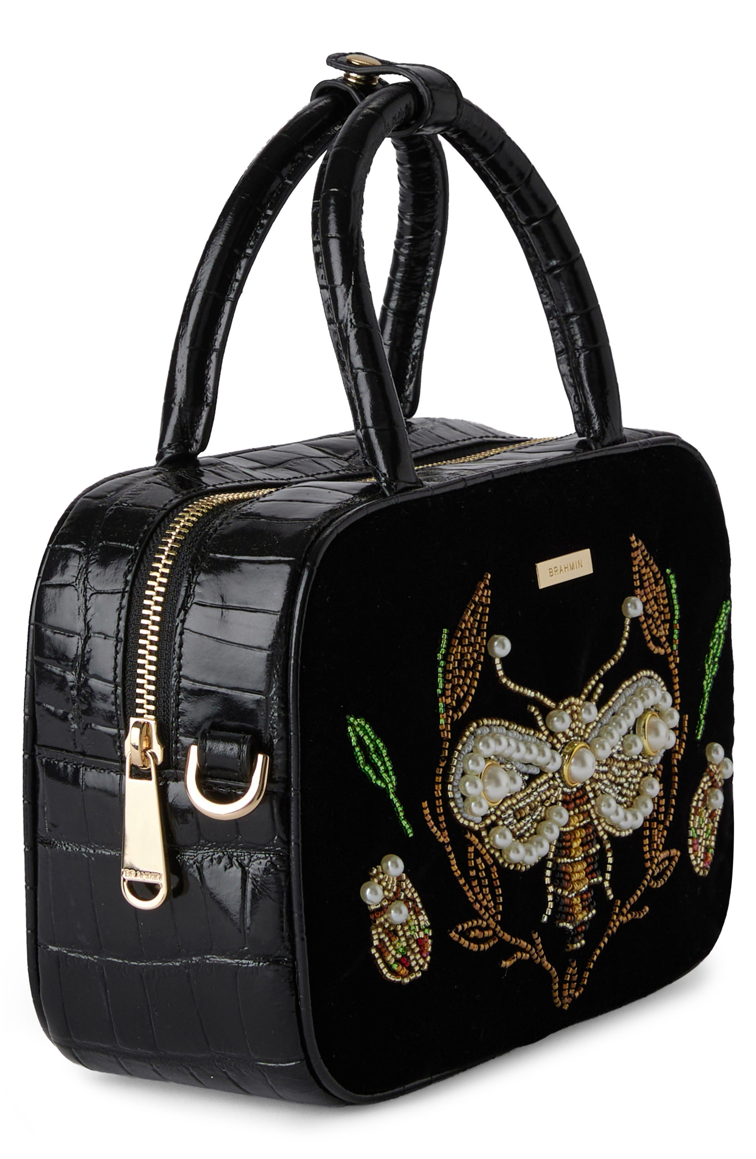 Brahmin Mara Velvet 
Croc Embossed Leather Top Handle Bag, Alternate, color, 