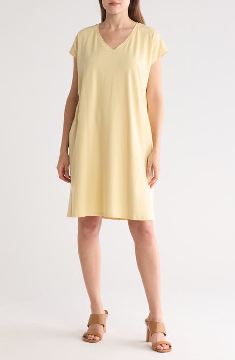 V-Neck Stretch Cotton Dress