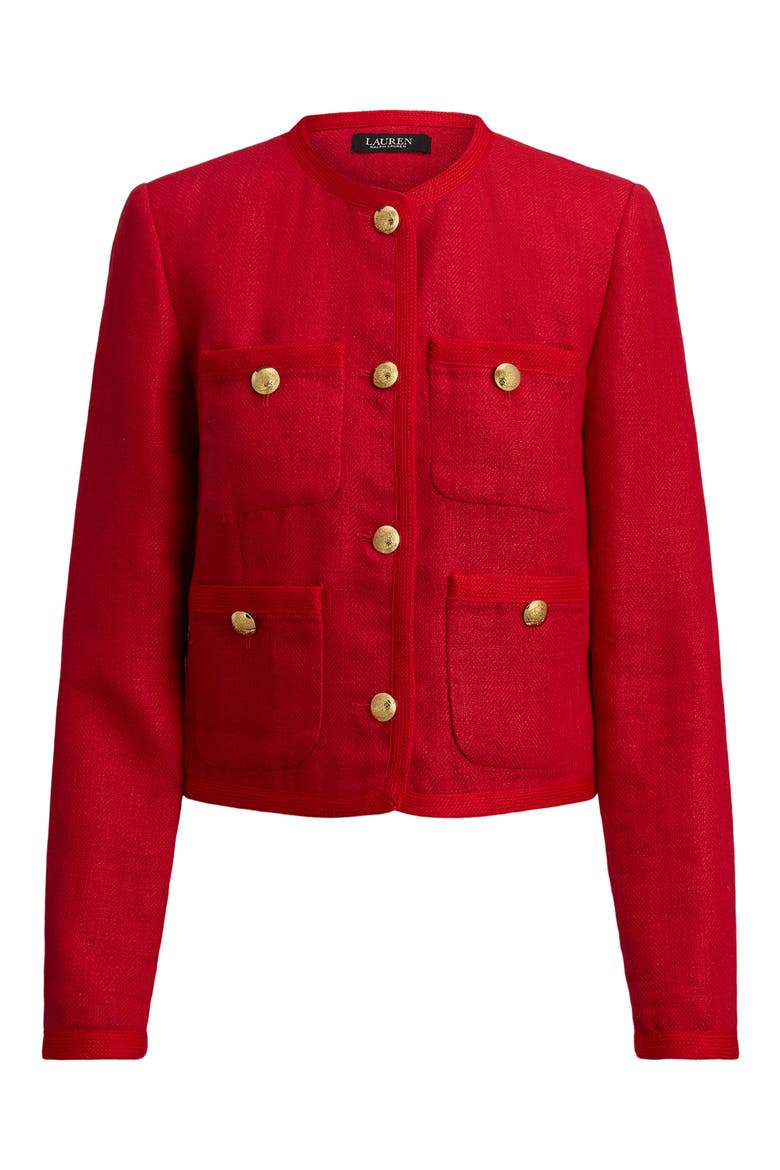 Linen Herringbone Jacket, Alternate, color, CRUISE RED