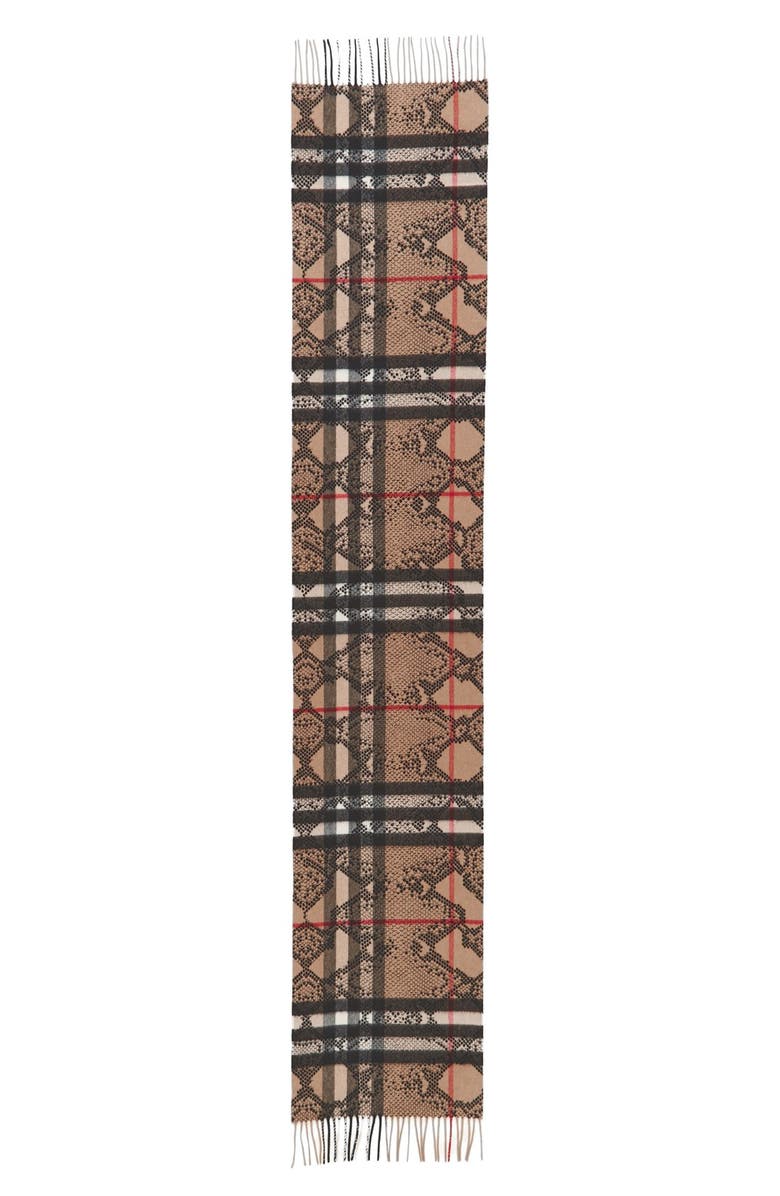 Burberry Check & Python Print Scarf, Alternate, color, 