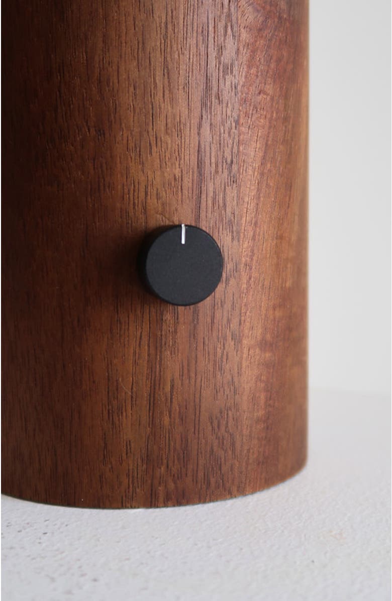 Brightech Oakley 13" Modern LED Walnut Wood Table Lamp with Cream Fabric Shade, Bulb Included, Alternate, color, Walnut