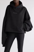 Balenciaga Crystal Logo Crop Cotton Archetype Fleece Hoodie