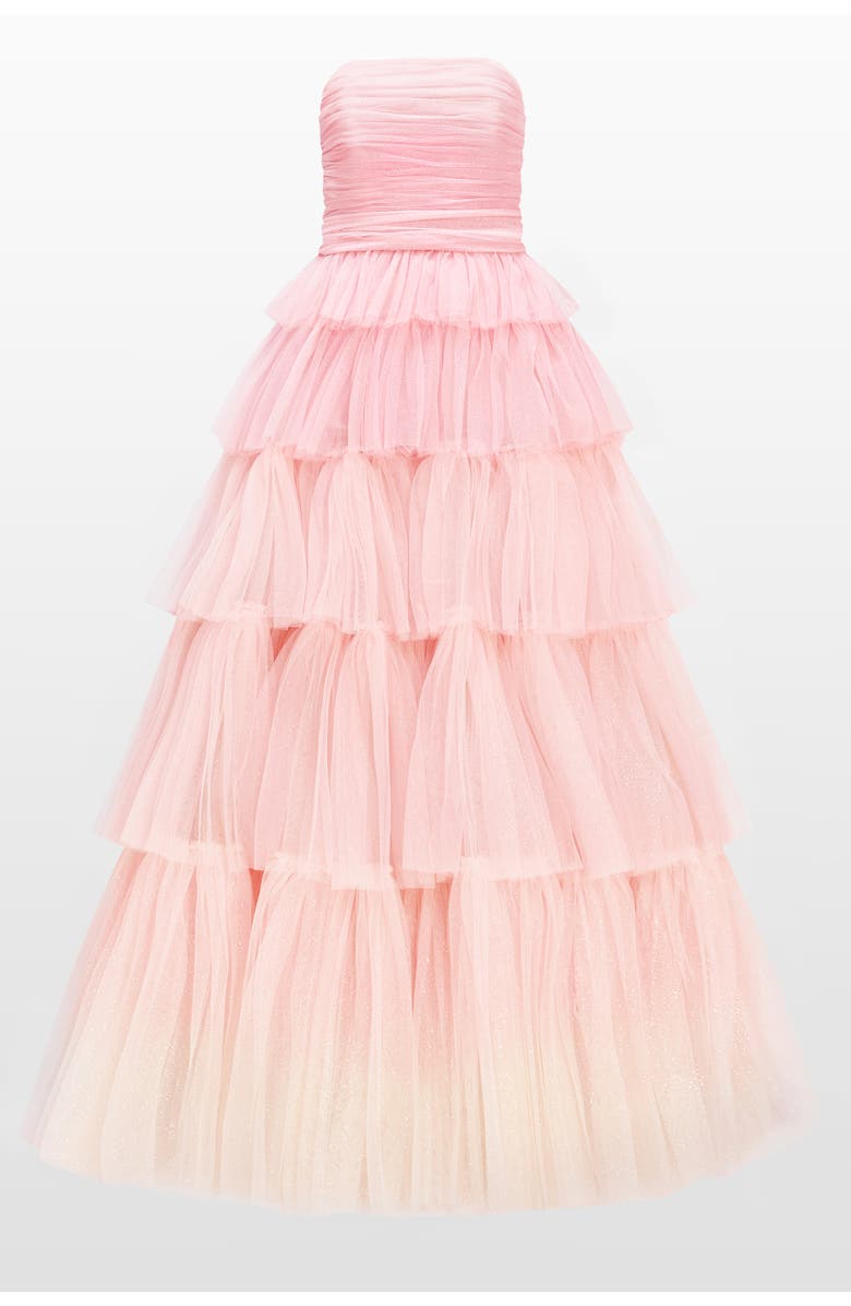Jenny Packham Adore Tiered Bow Gown, Main, color, Blossom Ombre